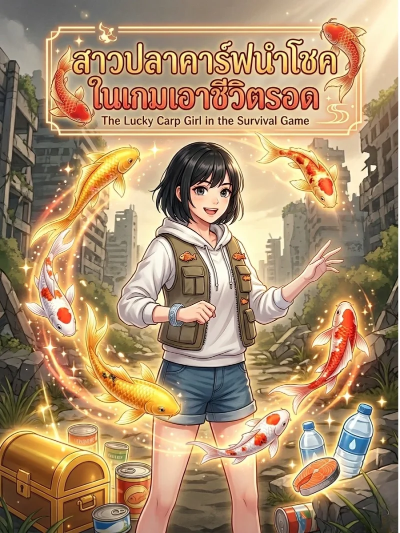 ปกนิยาย สาวปลาคาร์ฟนำโชคในเกมเอาชีวิตรอด